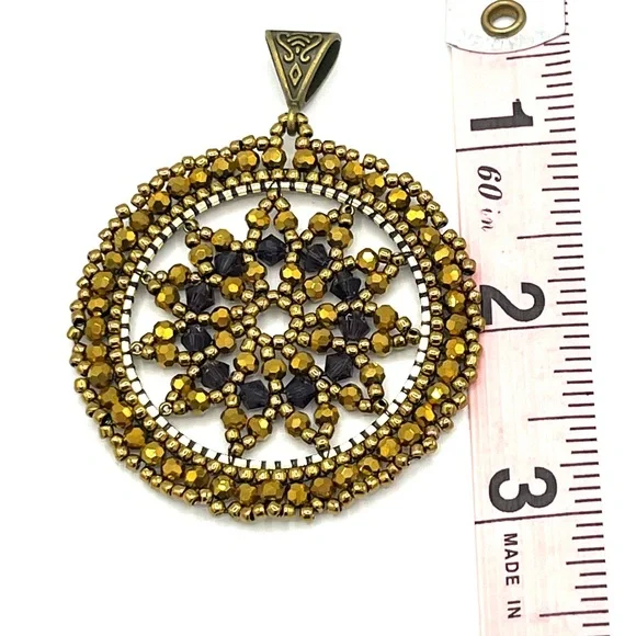 HAND CRAFTED Statement Pendant with Bronze Gold and Purple - Picture 7 of 11